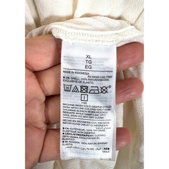 Old Navy Ruffle neck smocked babydoll top cream Y2k 90s  XL - Picture 6 of 7